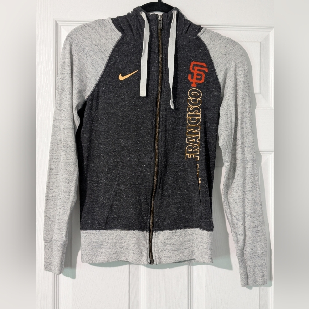 NIKE Women's XS San Francisco Giants MLB Full Zip Hoodie Cowl Neck Raglan Jacket